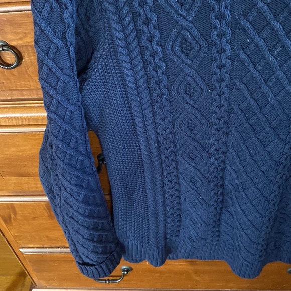 Women’s M navy Lands End cotton/acrylic turtle neck sweater - Picture 2 of 4